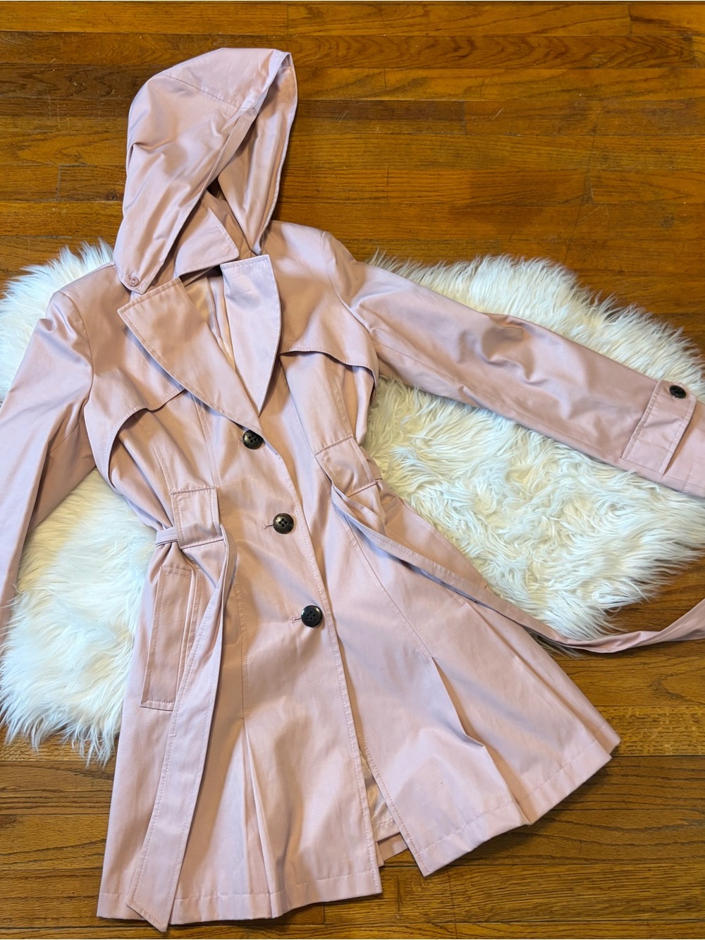 Via Spiga Hooded Trench Coat in Blush - Picture 2 of 5